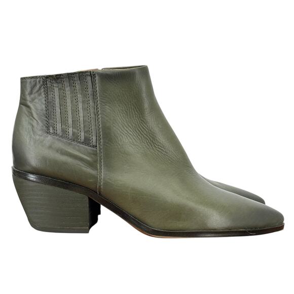 Franco Sarto Spur Western Boot Women's SZ 9.5 Green Leather Point Toe Statement - Picture 1 of 10